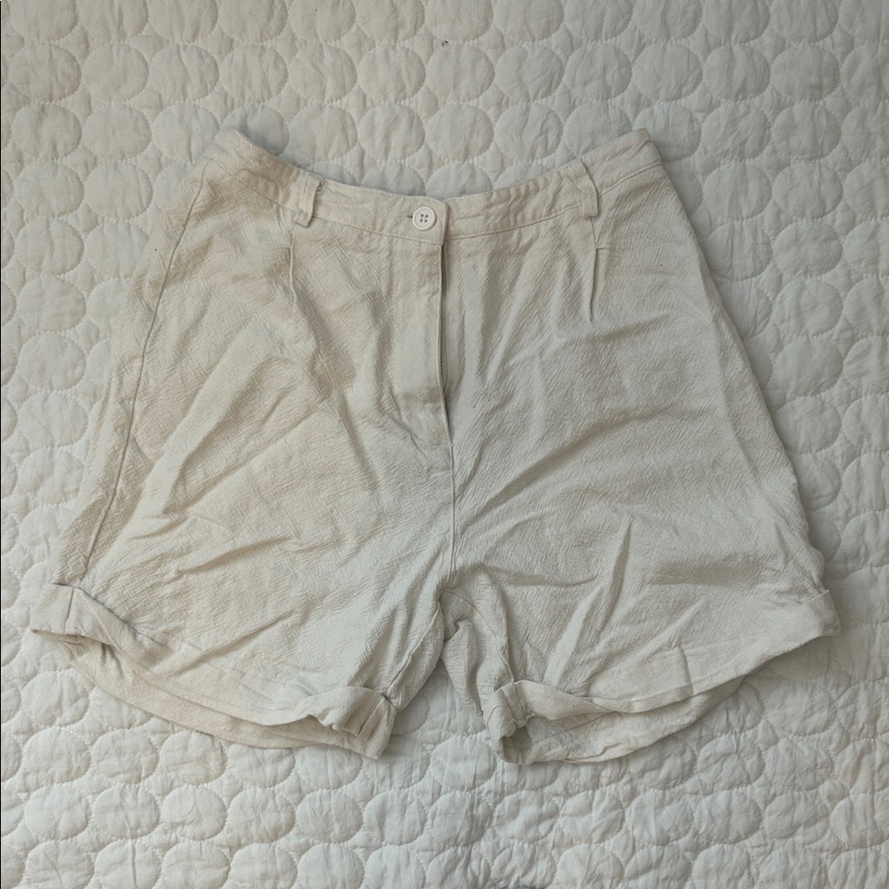 brandy melville (john gault) women's white linen shorts